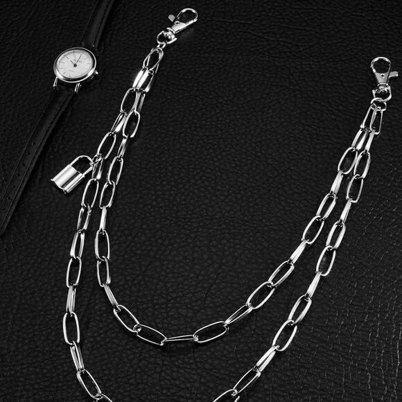 6 Pieces Jeans Pants Chain Belt Goth Multi Layer Decor Heart Butterfly Waist Poc - Picture 2 of 8